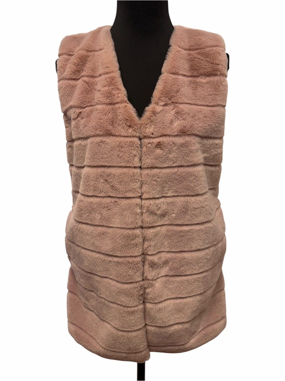 Echo New York Faux Fur Pink Open Front Vest S/M NWT